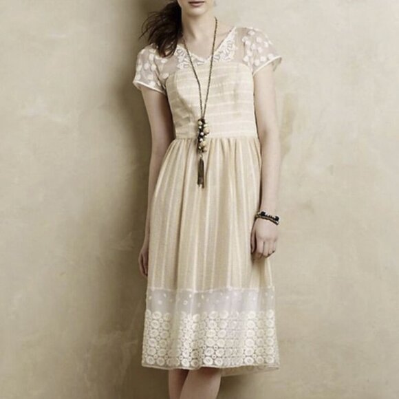 Anthropologie Moulinette Soers Poema Lace Embroidered Midi Dress Size 6 - NWOT